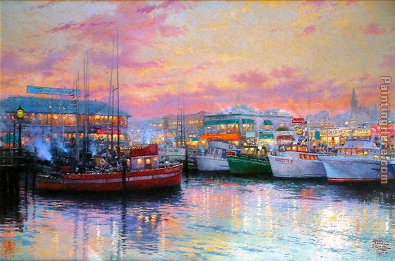 Fisherman's Wharf painting - Thomas Kinkade Fisherman's Wharf art painting